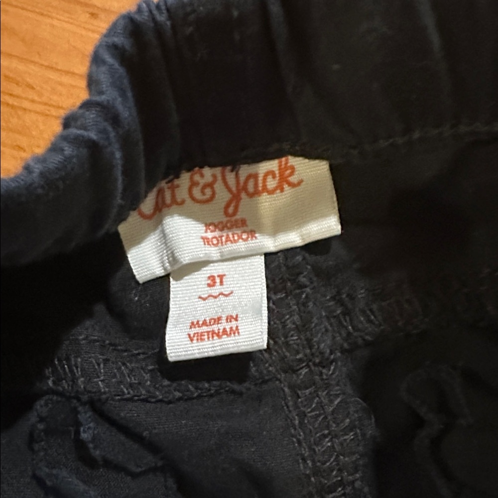 Cat & Jack Black Joggers with White Drawstring - Picture 2 of 2